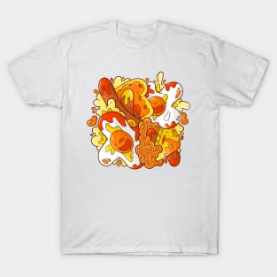 Cute Messy Eggs & Sausages Breakfast Doodle T-Shirt